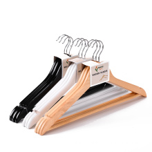 wholesale cheap bulk wooden clothes hangers stand,hanger with chrome hook